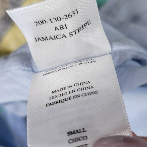 Rails Womens Ari Dress Small Blue Jamaica Stripe Spaghetti Strap V Neck Sundress - Picture 12 of 16